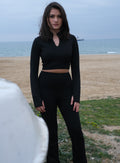 Yarı Fermuarlı Crop Sporcu Üstü